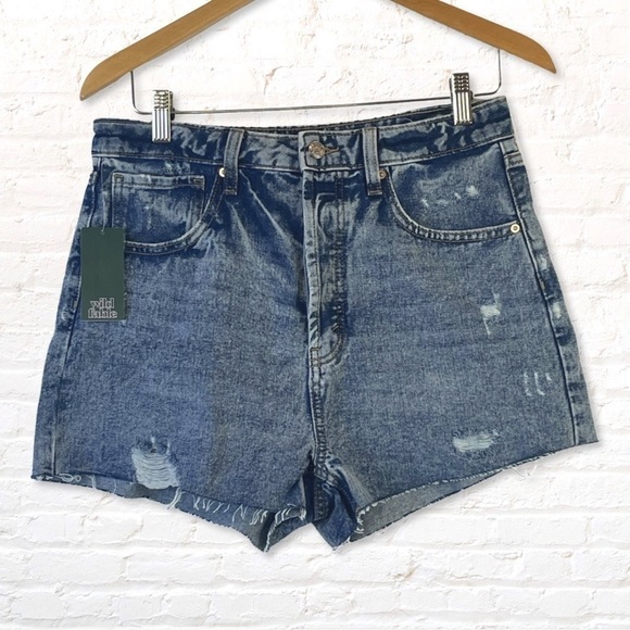🎁 3 for 30 WILD Fable Highest Rise Cutoff Jean Shorts Size 10 Medium Wash Fray - Picture 13 of 13